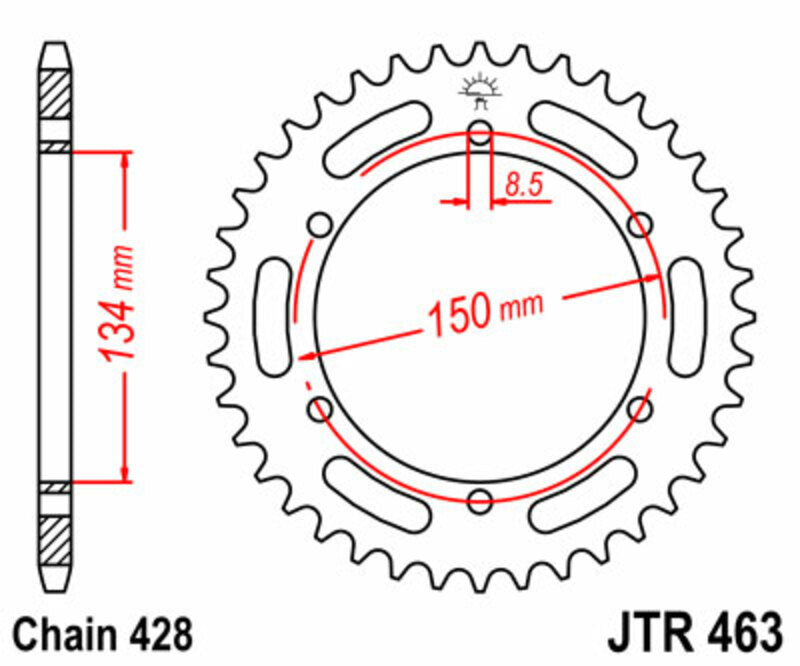 JT SPROCKETS Steel standard rear sprocket 463 - 428 