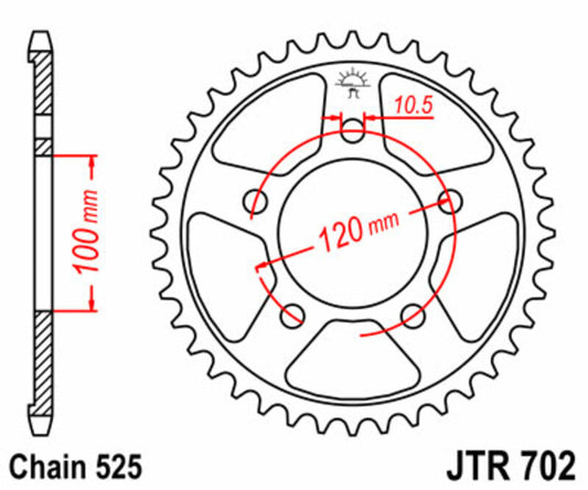 JT SPROCKETS Steel standard rear sprocket 702 - 525 