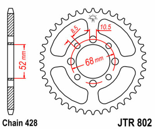 JT SPROCKETS Staal standaard achtertandwiel 802 - 428