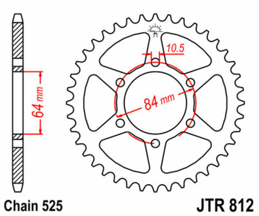 JT SPROCKETS Staal standaard achtertandwiel 812 - 525