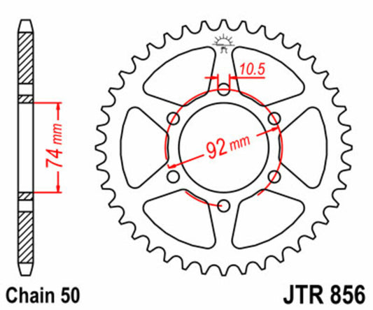 JT SPROCKETS Staal standaard achtertandwiel 856 - 530