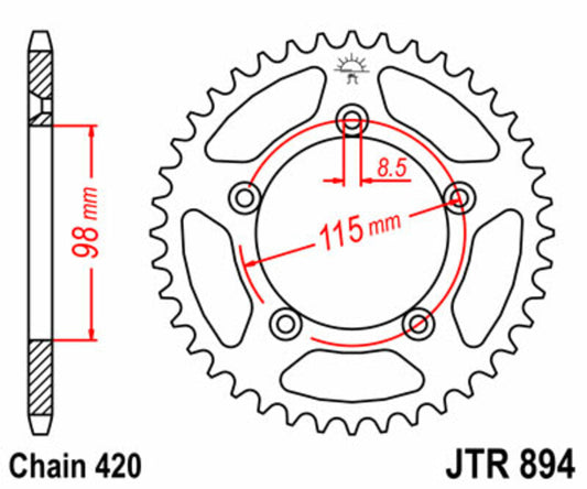 JT SPROCKETS Staal standaard achtertandwiel 894 - 420