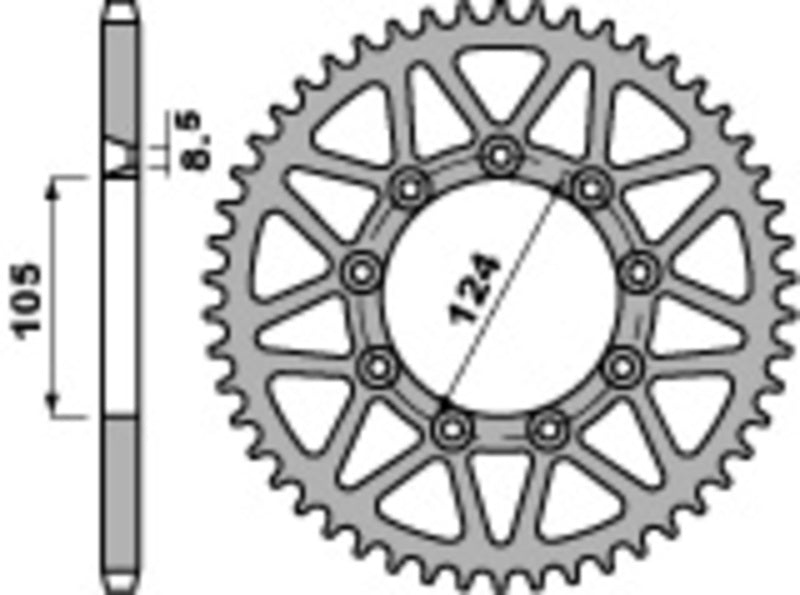 PBR Steel C45 standard rear sprocket 3505 - 520