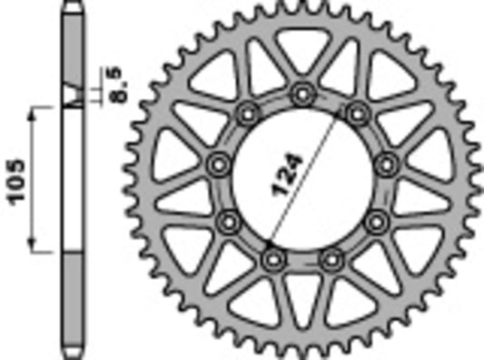 PBR Steel C45 standard rear sprocket 3505 - 520