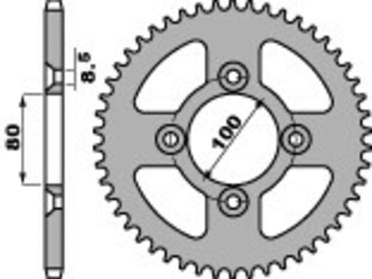 PBR Staal standaard achtertandwiel 4351 - 428