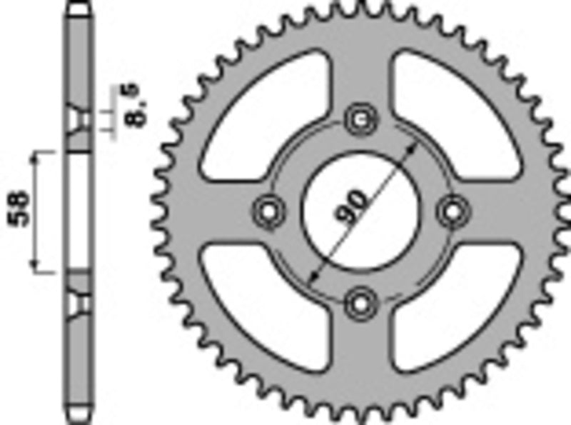 PBR Staal standaard achtertandwiel 4463 - 420