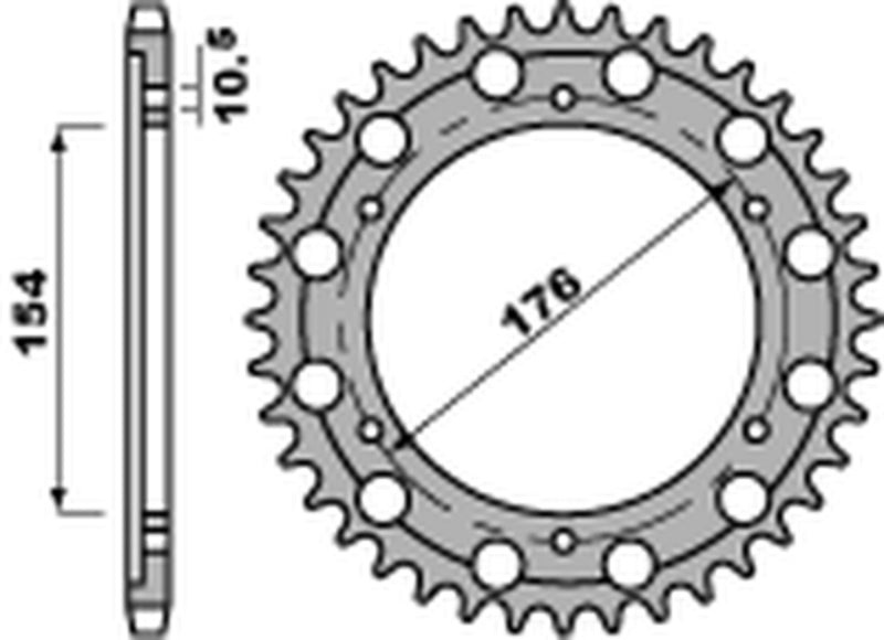 PBR Staal C45 standaard achtertandwiel 4679 - 525