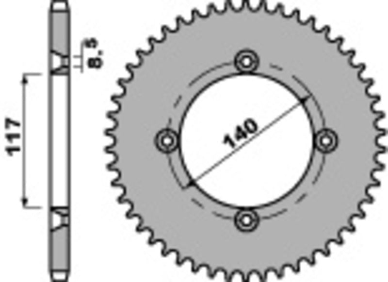 PBR Steel C45 standard rear sprocket 831 - 428