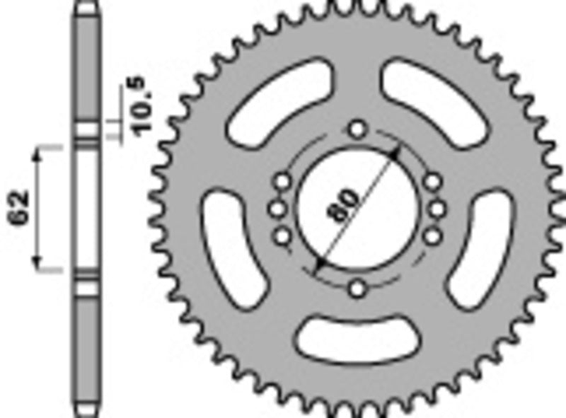 PBR Staal C45 standaard achtertandwiel 843 - 428