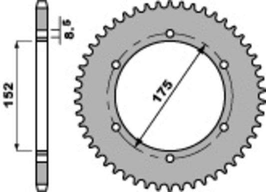 PBR Staal C45 standaard achtertandwiel 844 - 428