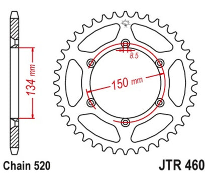 JT SPROCKETS Steel self-cleaning rear sprocket 460 - 520 