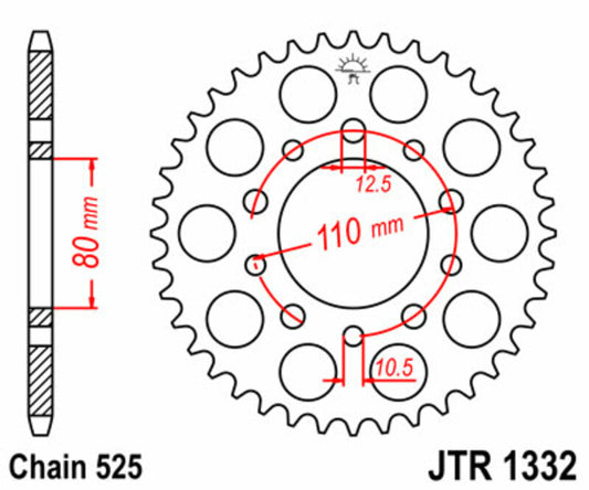 JT SPROCKETS Steel standard rear sprocket 1332 - 525 