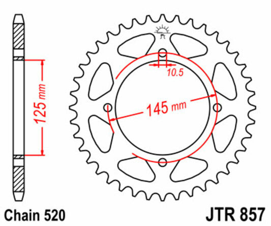 JT SPROCKETS Staal standaard achtertandwiel 857 - 520