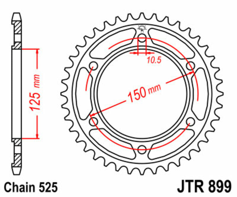 JT SPROCKETS Staal standaard achtertandwiel 899 - 525