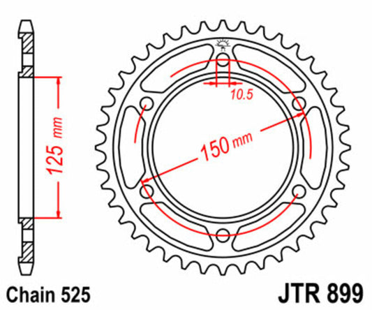 JT SPROCKETS Staal standaard achtertandwiel 899 - 525