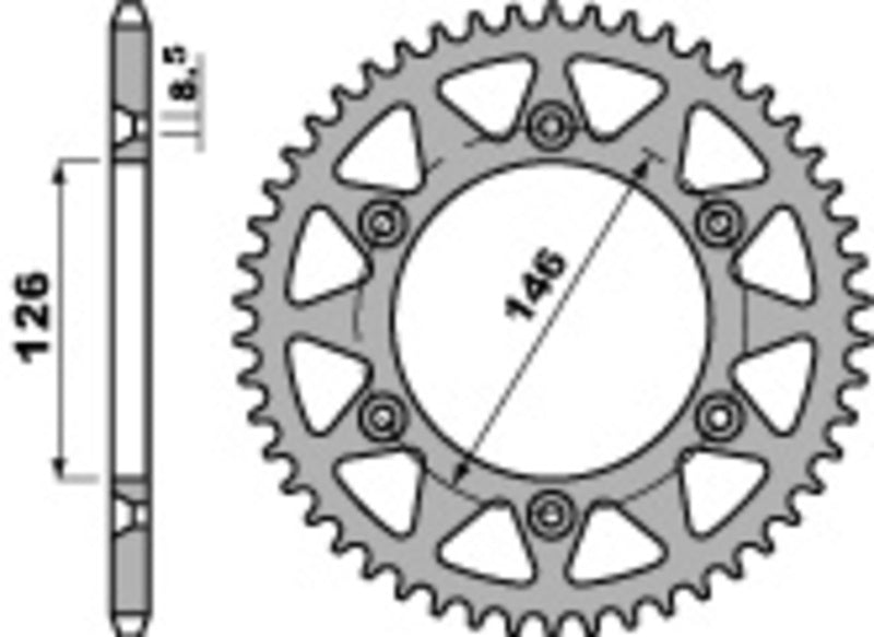 PBR Steel standard rear sprocket 808 - 520