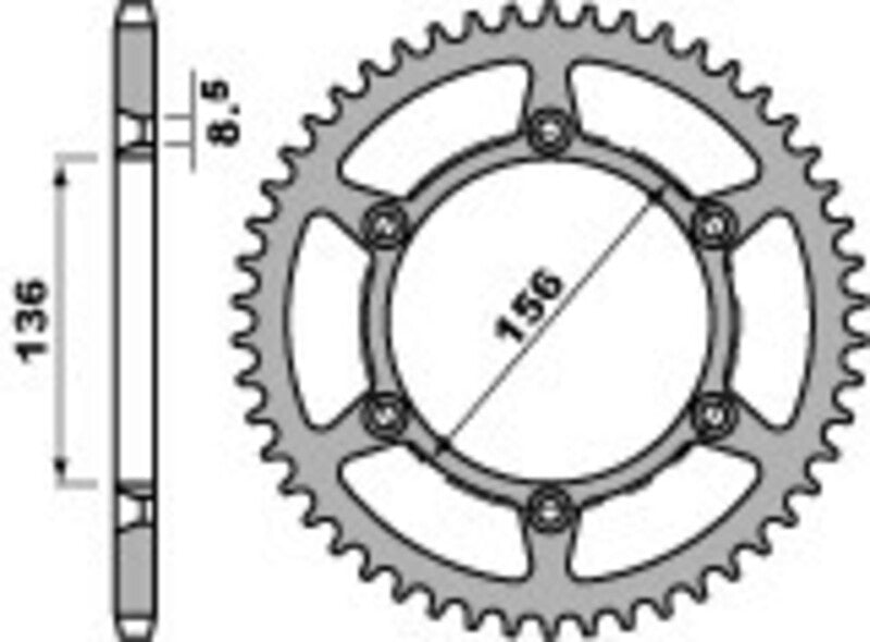 PBR Staal C45 standaard achtertandwiel 820 - 520