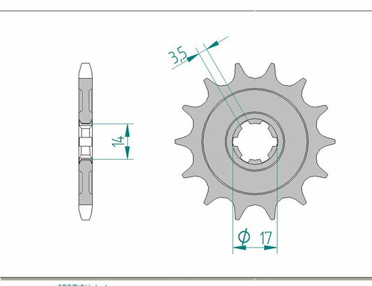 AFAM Steel standard front sprocket 24203 - 428