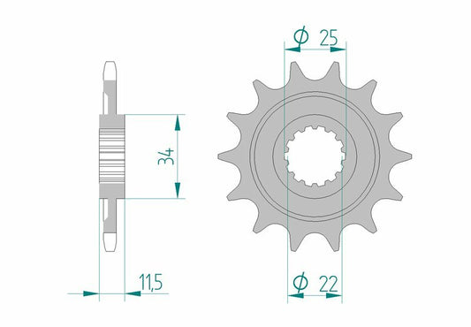 AFAM Steel standard front sprocket 43400 - 520