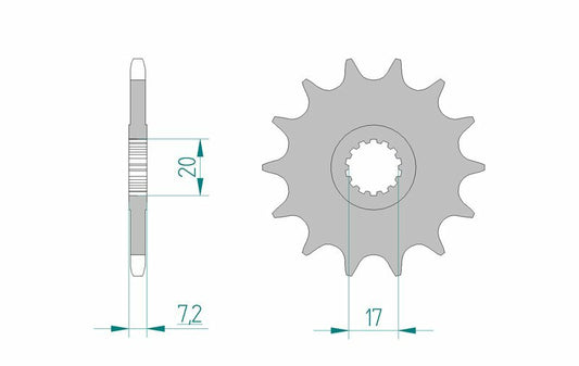 AFAM Staal standaard voortandwiel 73202 - 520