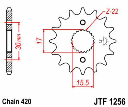 JT SPROCKETS Staal standaard voortandwiel 1256 - 420