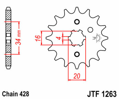 JT SPROCKETS Steel standard front sprocket 1263 - 428 