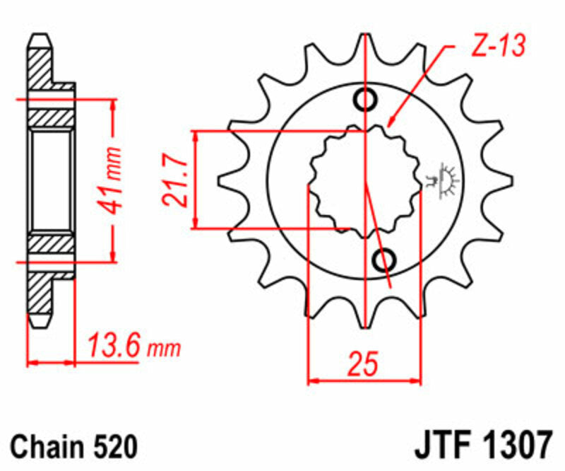 JT SPROCKETS Steel standard front sprocket 1307 - 520 