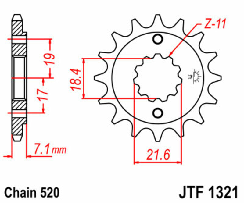 JT SPROCKETS Steel standard front sprocket 1321 - 520 