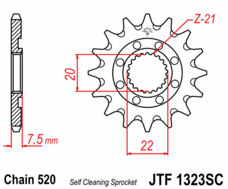 JT SPROCKETS Steel self-cleaning front sprocket 1323 - 520