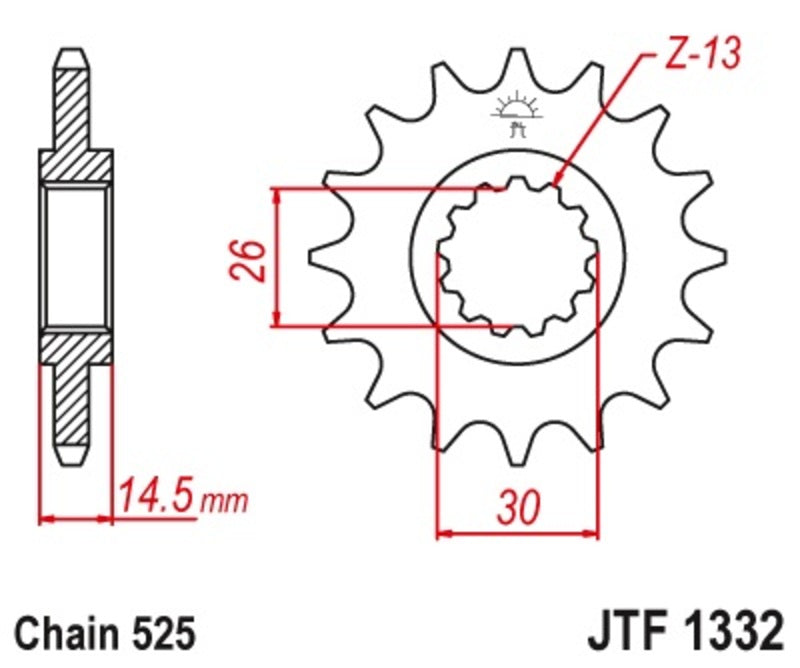 JT SPROCKETS Steel standard front sprocket 1332 - 525 