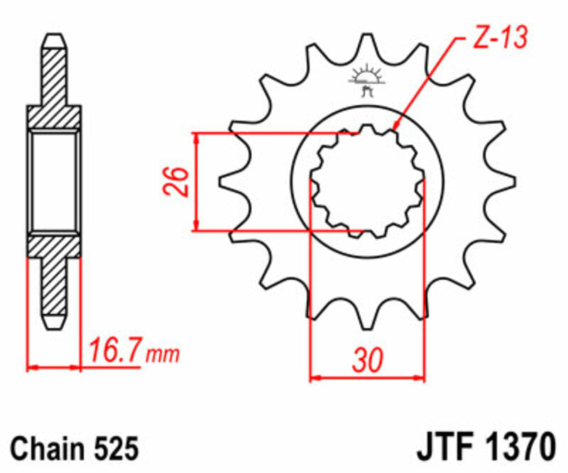 JT SPROCKETS Steel standard front sprocket 1370 - 525 