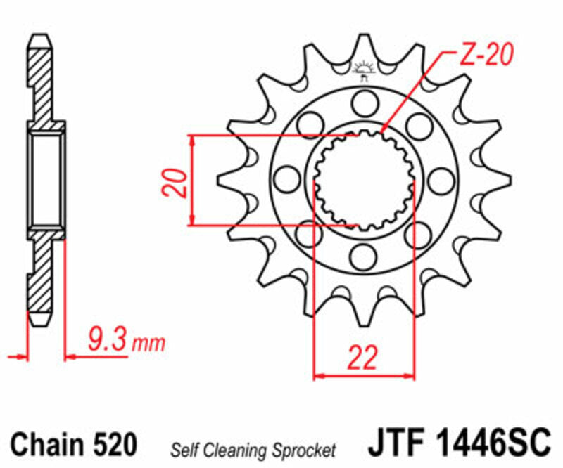 JT SPROCKETS Steel self-cleaning front sprocket 1446 - 520