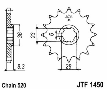 JT SPROCKETS Steel standard front sprocket 1450 - 520 