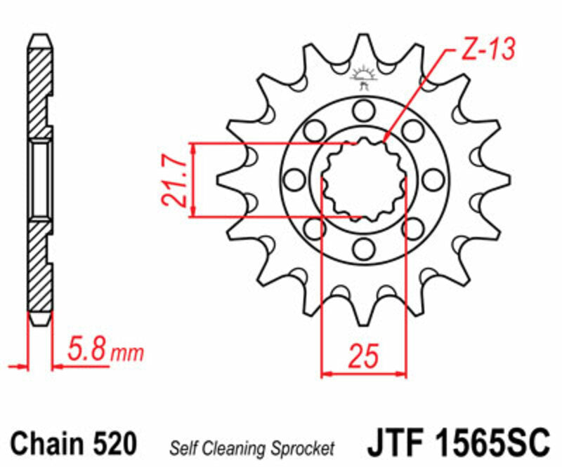 JT SPROCKETS Steel self-cleaning front sprocket 1565 - 520