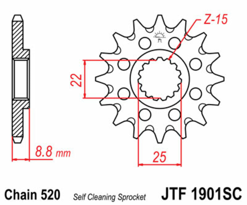 JT SPROCKETS Steel self-cleaning front sprocket 1901 - 520