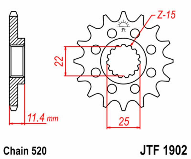 JT SPROCKETS Steel standard front sprocket 1902 - 520 