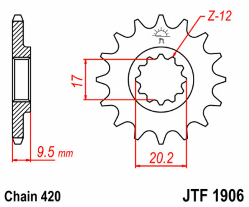 JT SPROCKETS Steel standard front sprocket 1906 - 420 