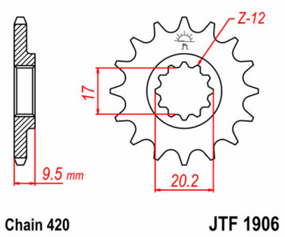 JT SPROCKETS Steel standard front sprocket 1906 - 420 