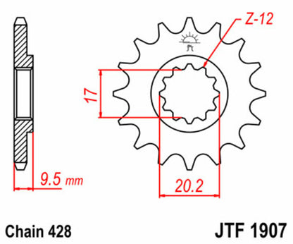 JT SPROCKETS Steel standard front sprocket 1907 - 428 