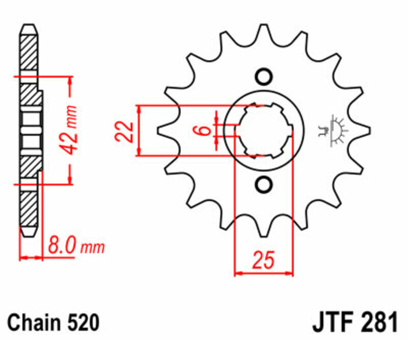 JT SPROCKETS Steel standard front sprocket 281 - 520 