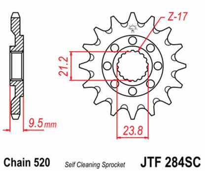 JT SPROCKETS Steel self-cleaning front sprocket 284 - 520