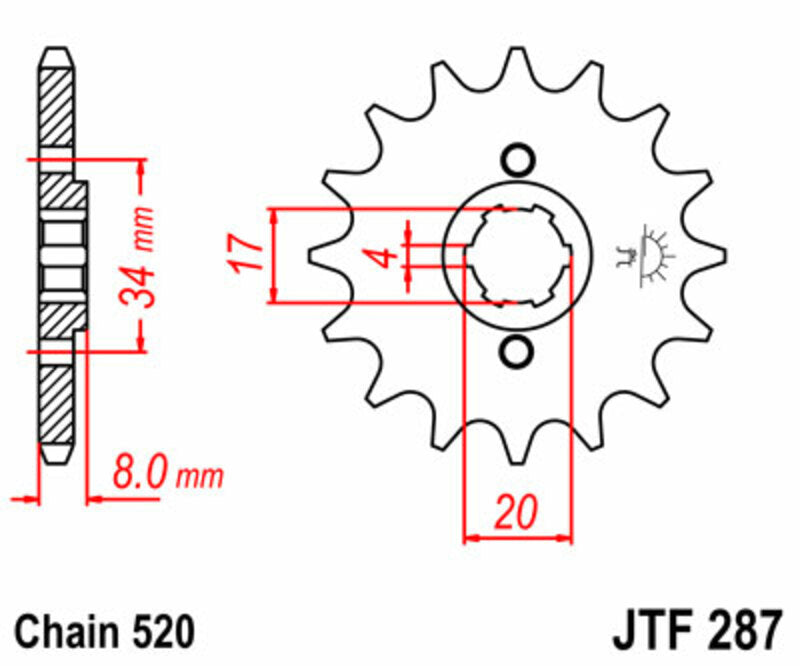 JT SPROCKETS Steel standard front sprocket 287 - 520 