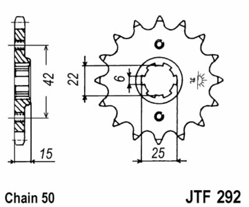 JT SPROCKETS Staal standaard voortandwiel 292 - 525