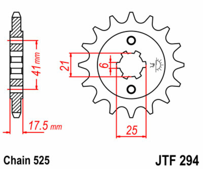 JT SPROCKETS Staal standaard voortandwiel 294 - 530