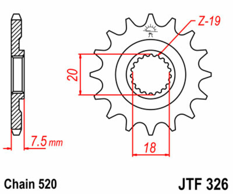 JT SPROCKETS Steel standard front sprocket 326 - 520 