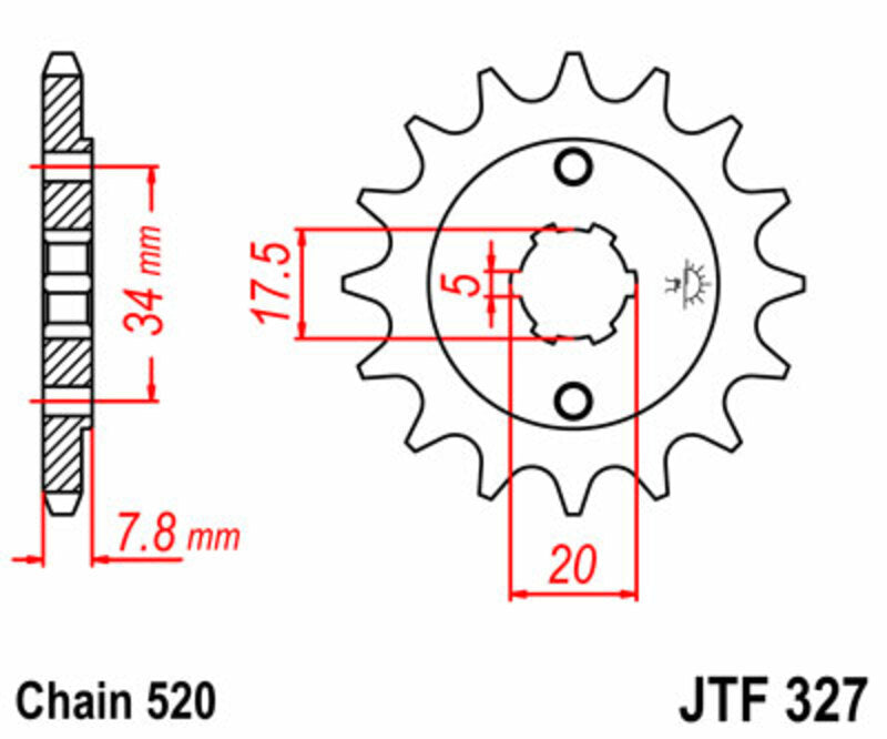 JT SPROCKETS Steel standard front sprocket 327 - 520 