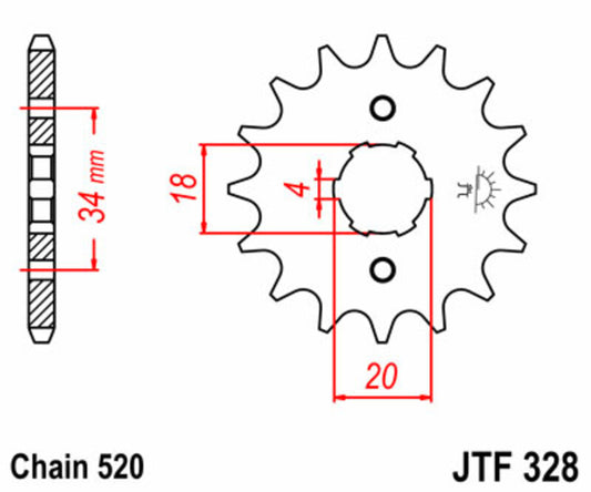 JT SPROCKETS Steel standard front sprocket 328 - 520 