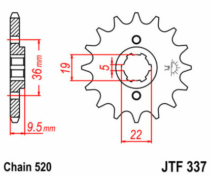 JT SPROCKETS Steel standard front sprocket 337 - 520 