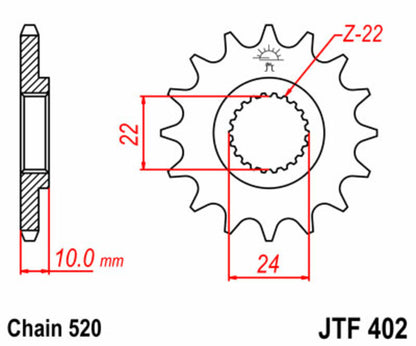 JT SPROCKETS Steel standard front sprocket 402 - 520 