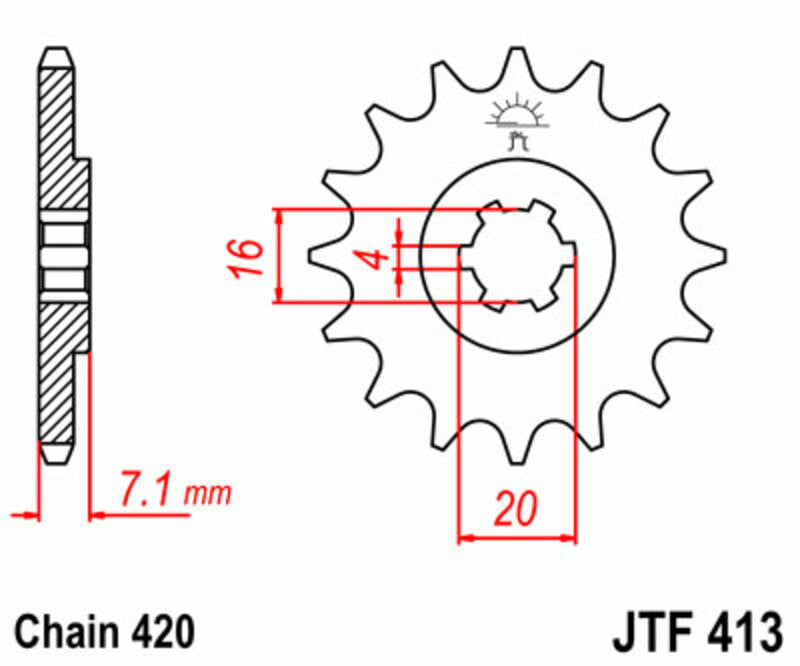 JT SPROCKETS Steel standard front sprocket 413 - 420 